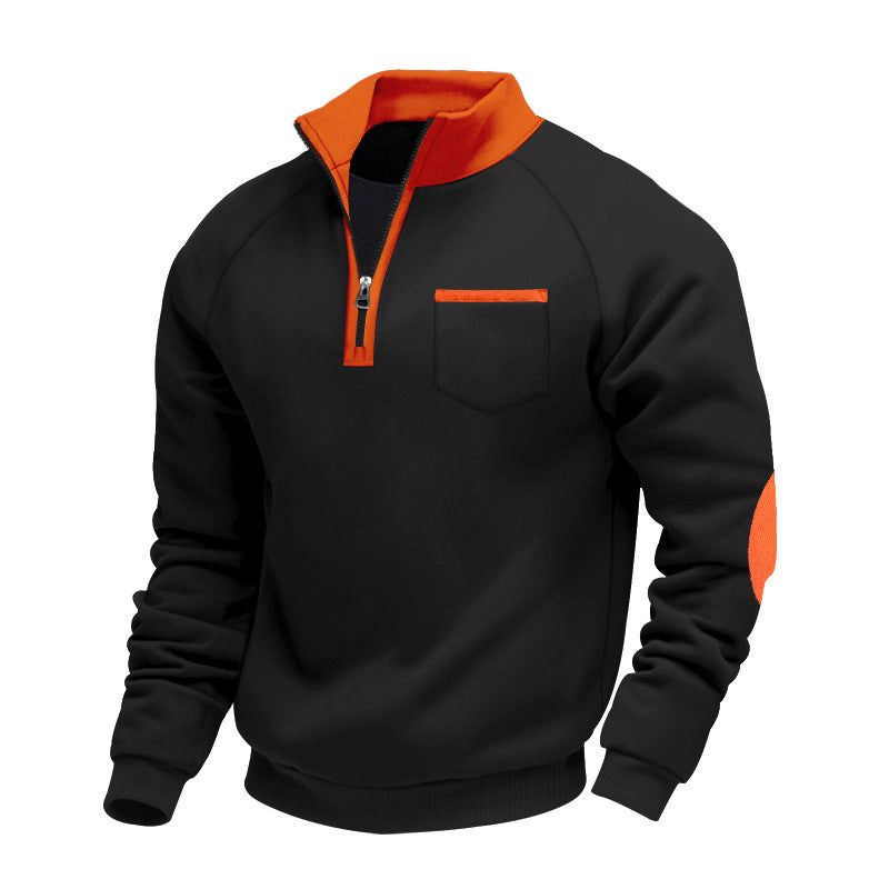 Quarter Zip Tröja Herr – Varm Sweatshirt med Hög Krage och Avslappnad Passform