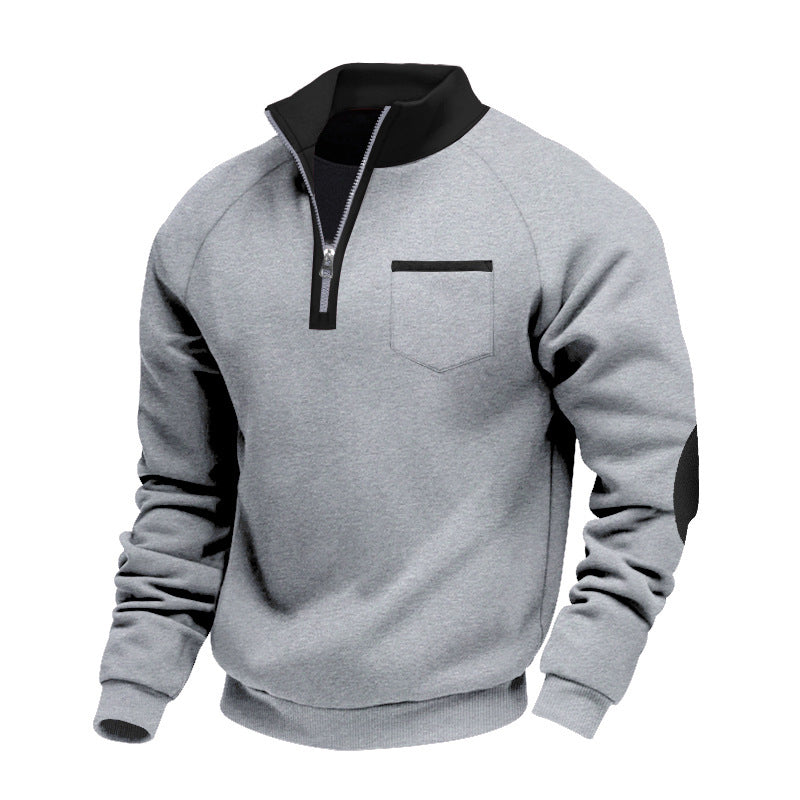 Quarter Zip Tröja Herr – Varm Sweatshirt med Hög Krage och Avslappnad Passform