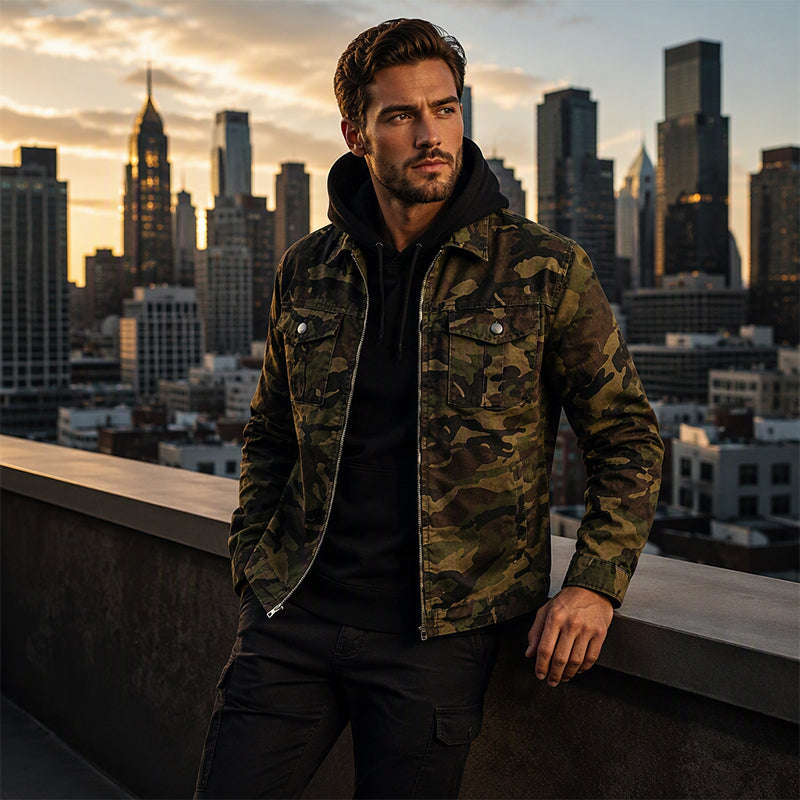 ⛰️Jeansjacka Herr – Stilren Denimjacka med Modern Design och Bekväm Passform