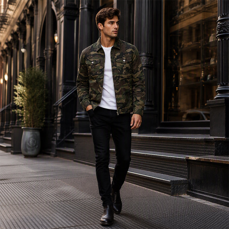 ⛰️Jeansjacka Herr – Stilren Denimjacka med Modern Design och Bekväm Passform