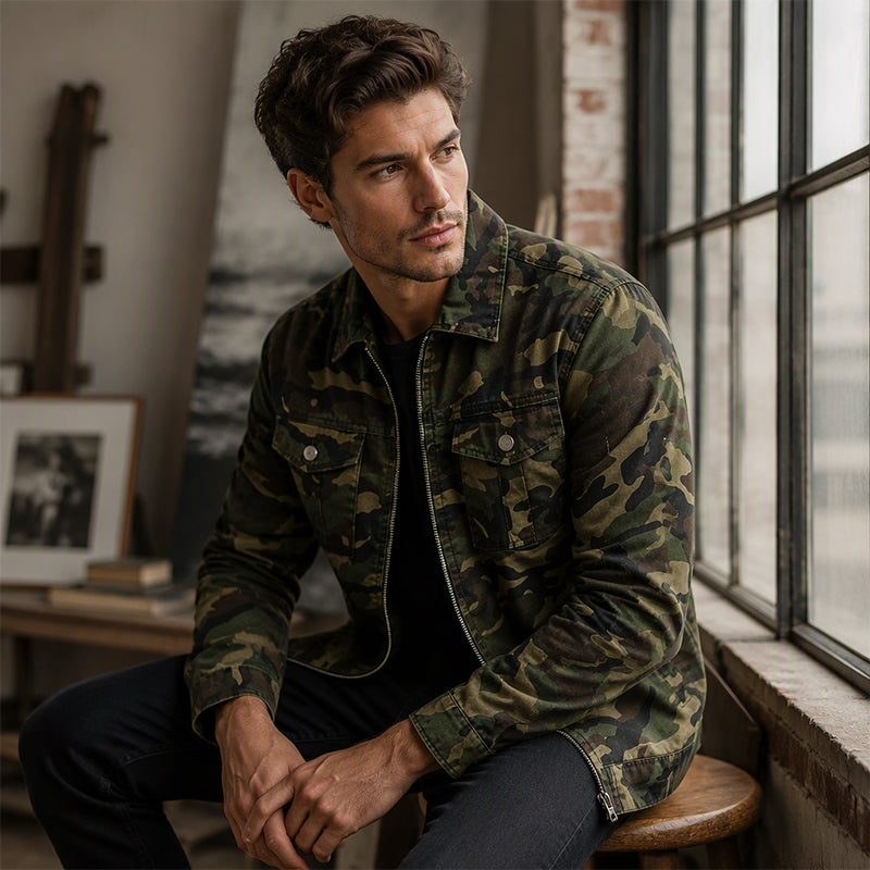 ⛰️Jeansjacka Herr – Stilren Denimjacka med Modern Design och Bekväm Passform