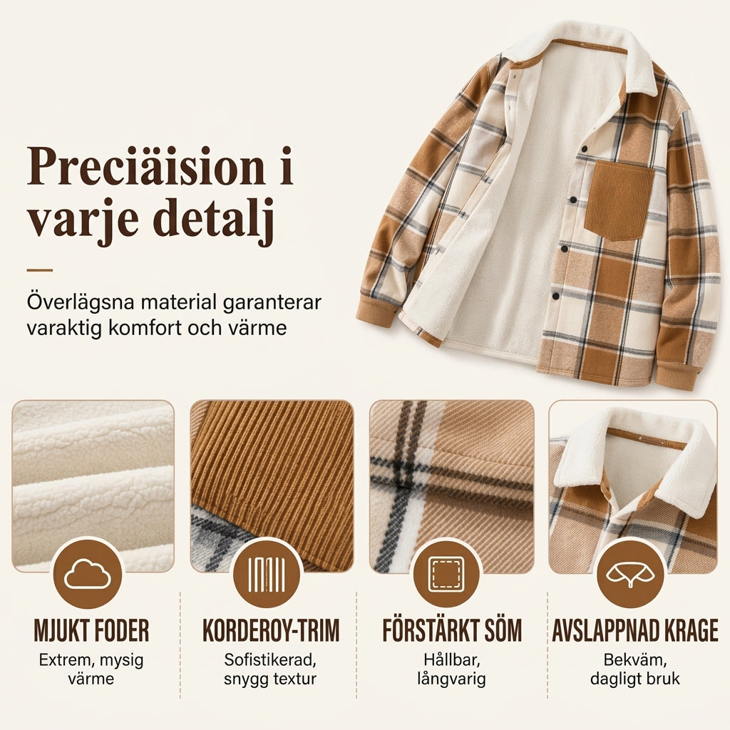 🍂Bästsäljande höstnyheter|Skjortjacka Herr – Rutig Overshirt med Bekväm Passform för Höst