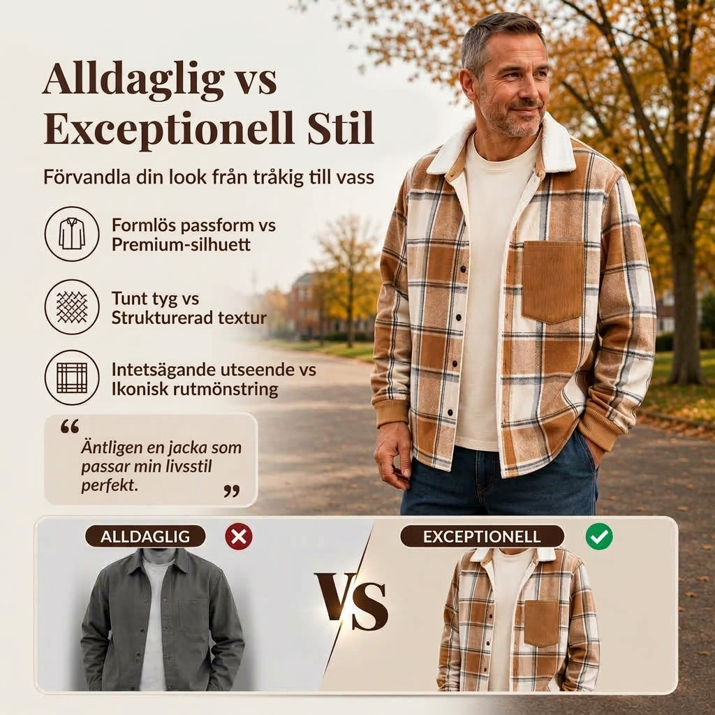 🍂Bästsäljande höstnyheter|Skjortjacka Herr – Rutig Overshirt med Bekväm Passform för Höst