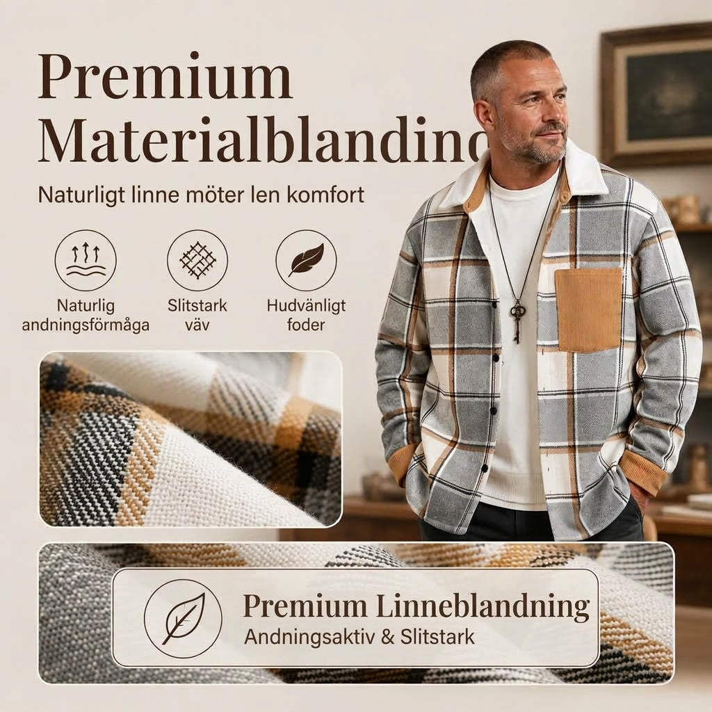 🍂Bästsäljande höstnyheter|Skjortjacka Herr – Rutig Overshirt med Bekväm Passform för Höst