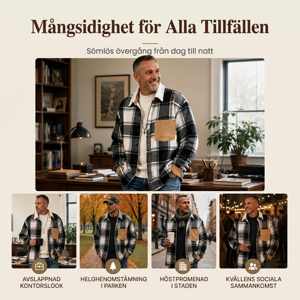 🍂Bästsäljande höstnyheter|Skjortjacka Herr – Rutig Overshirt med Bekväm Passform för Höst