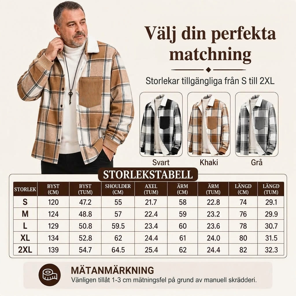 🍂Bästsäljande höstnyheter|Skjortjacka Herr – Rutig Overshirt med Bekväm Passform för Höst