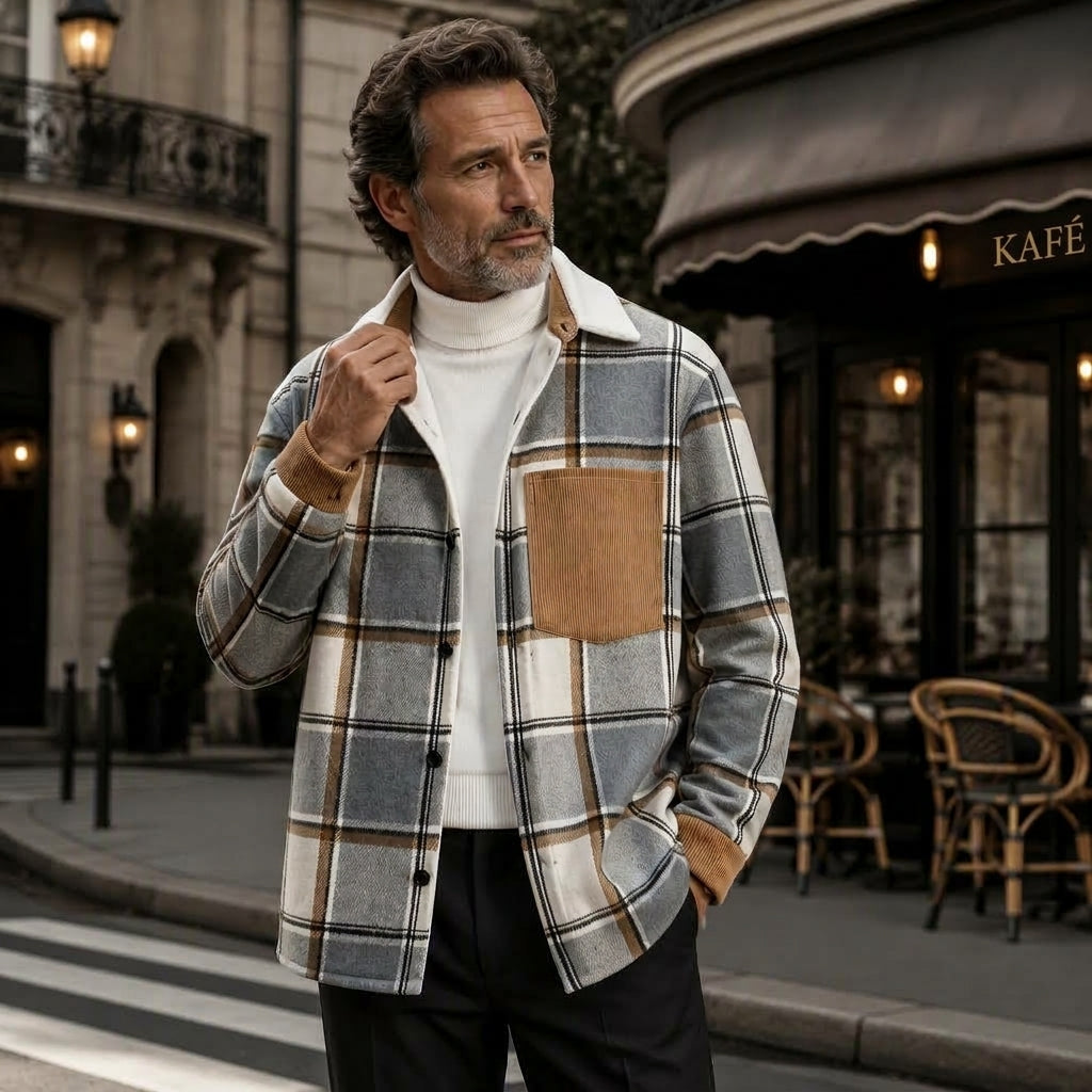 🍂Bästsäljande höstnyheter|Skjortjacka Herr – Rutig Overshirt med Bekväm Passform för Höst