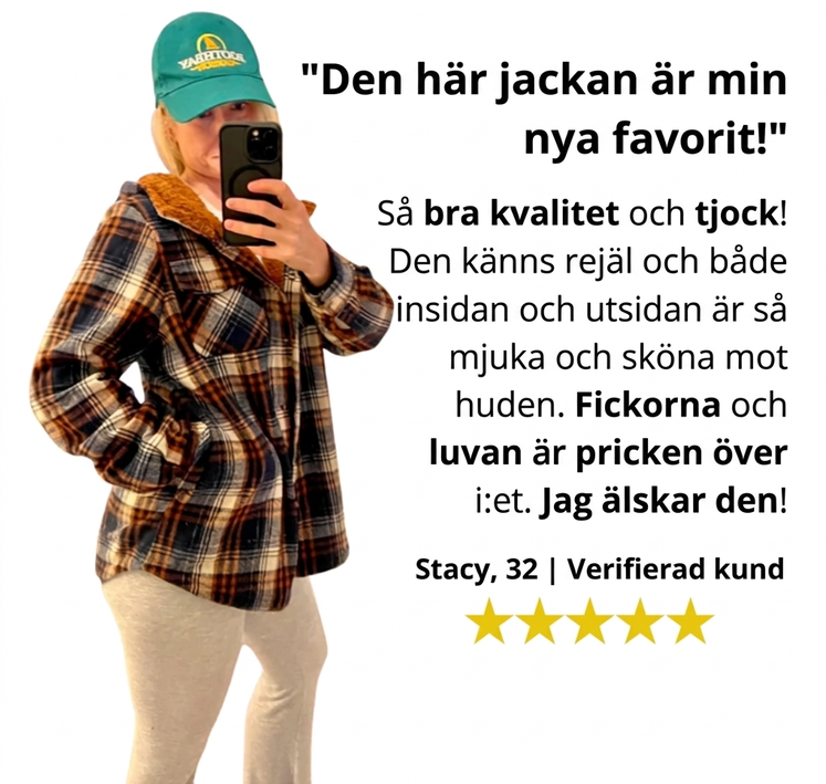 🍂Höstspecial – Endast denna vecka 50% Rabatt!🧥 Fleecefodrad Damjacka – Rutig Vinterjacka med Huva och Bekväm Passform