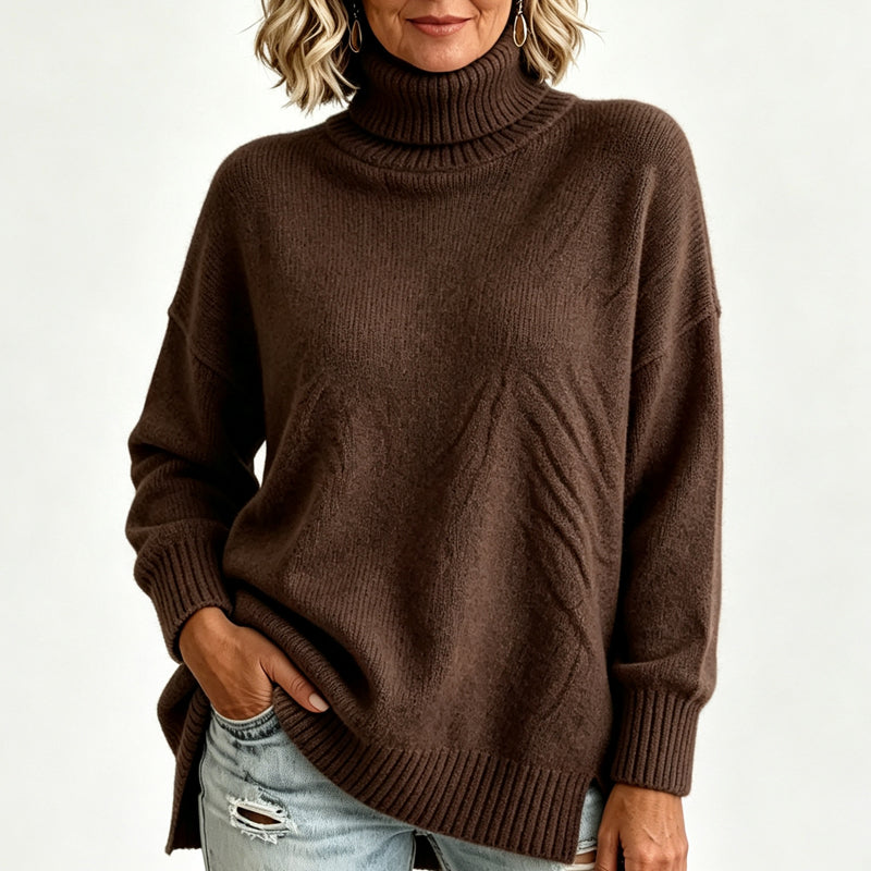 🍂Bästsäljande höstnyheter|Mjuk Stickad Tröja Dam – Elegant Oversized Polotröja med Hög Krage