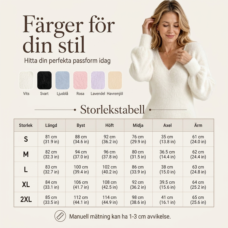 Stickad Klänning Dam – Elegant V-ringad Mjuk Miniklänning för Höst & Vinter