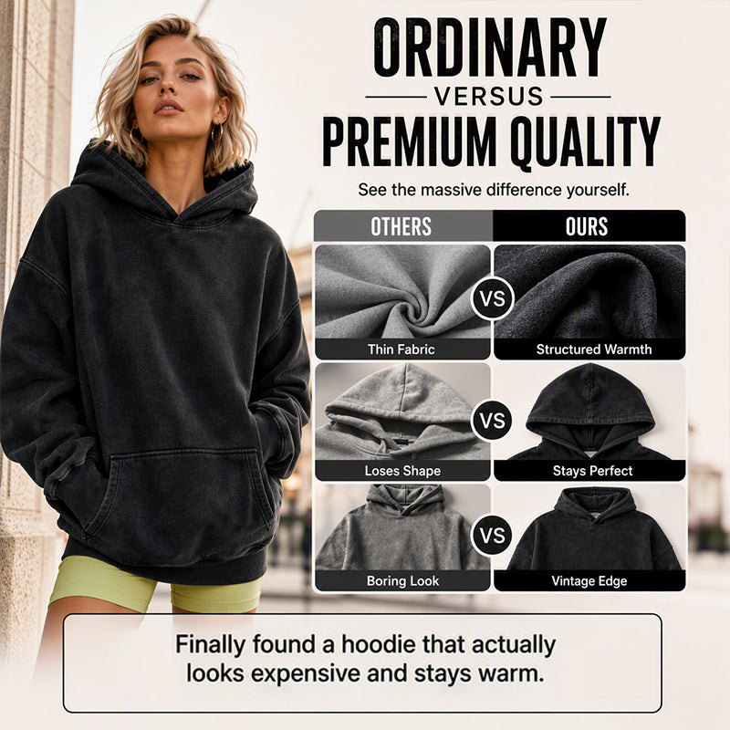 Oversized hoodie med tvättad vintageeffekt och känguruficka