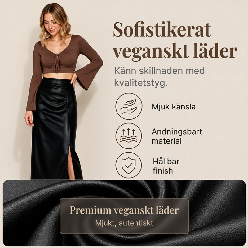 Nyhet✨|Elegant Skinnkjol Dam – Högmidjad Midi Kjol med Sidslits och Tidlös Stil