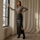 Nyhet✨|Elegant Skinnkjol Dam – Högmidjad Midi Kjol med Sidslits och Tidlös Stil