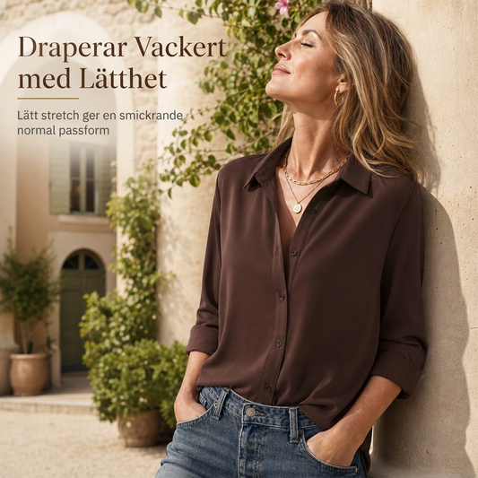 ⏳ Het erbjudande! |Elegant Blus Dam – Långärmad Skjorta med Lös Passform och Mjuk Drapering