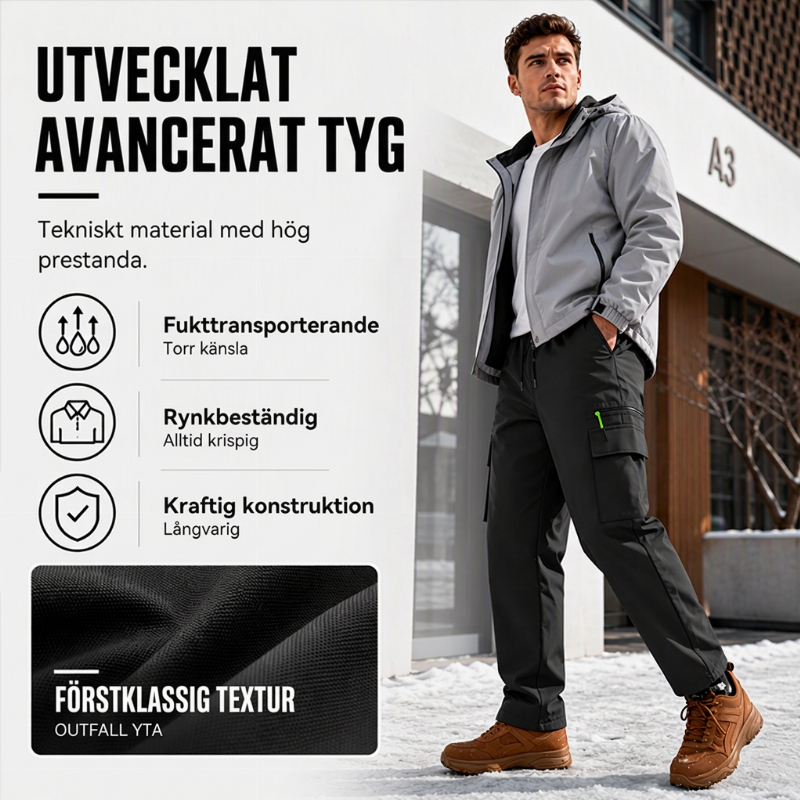 Vindtäta vinterbyxor för män för utomhusbruk