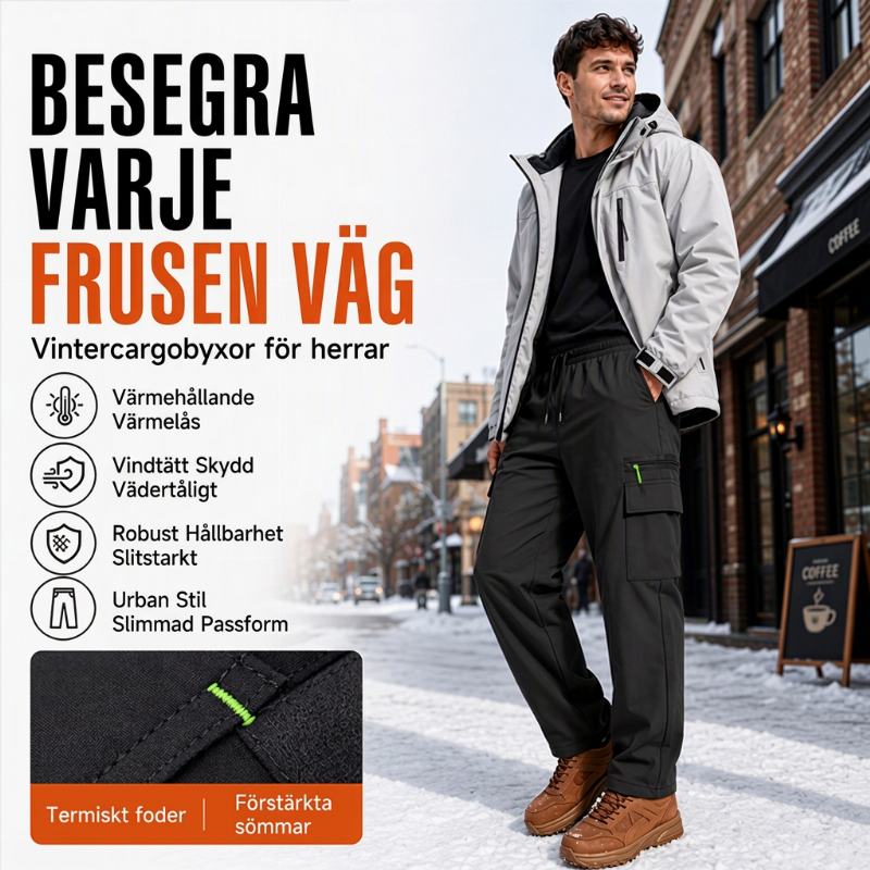 Vindtäta vinterbyxor för män för utomhusbruk