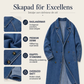 Elegant Lång Jeanskappa Dam – Klassisk Denim Trenchcoat med Dubbelknäppning