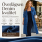 Elegant Lång Jeanskappa Dam – Klassisk Denim Trenchcoat med Dubbelknäppning
