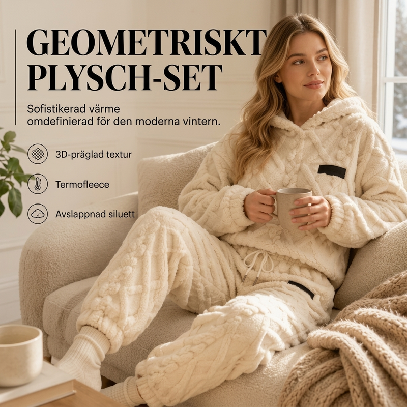 Tidsbegränsat erbjudand✨|Mysigt Fleece Set Dam – Fluffig Hoodie & Byxor med 3D-Struktur, Varm Komfort och Avslappnad Passform