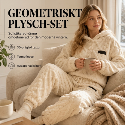 Tidsbegränsat erbjudand✨|Mysigt Fleece Set Dam – Fluffig Hoodie & Byxor med 3D-Struktur, Varm Komfort och Avslappnad Passform