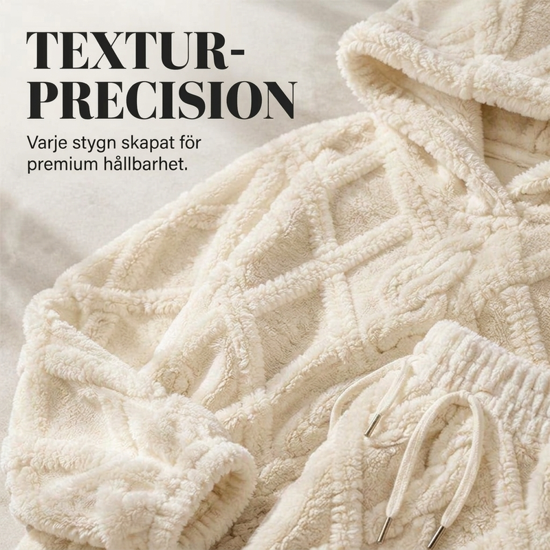 Tidsbegränsat erbjudand✨|Mysigt Fleece Set Dam – Fluffig Hoodie & Byxor med 3D-Struktur, Varm Komfort och Avslappnad Passform