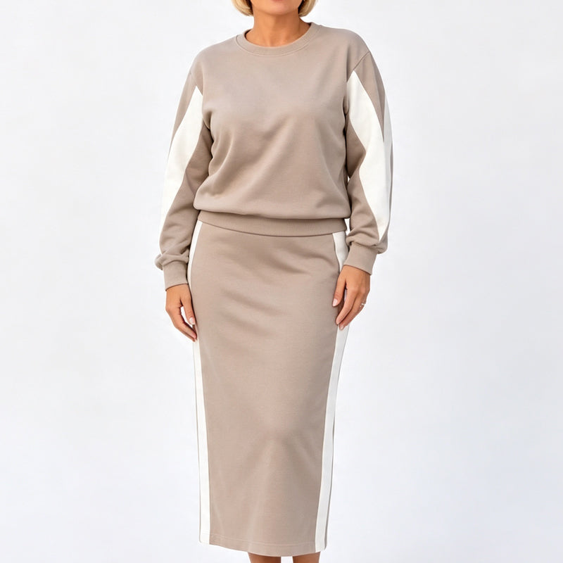 Mysigt Stickat Set Dam – Elegant 2 Delad Outfit