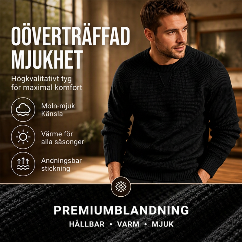 Herrklassisk rundhalsad stickad tröja