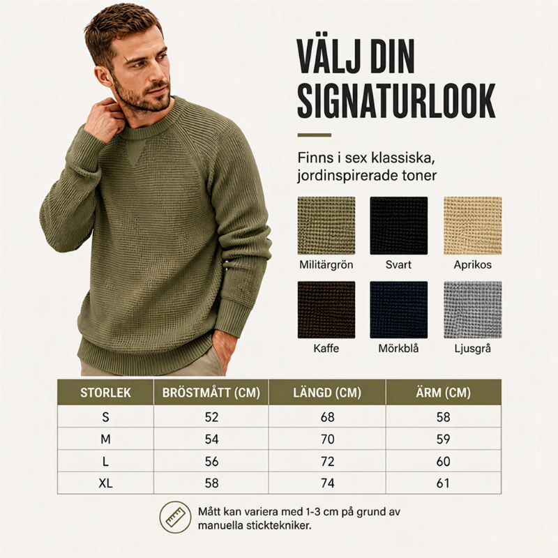 Herrklassisk rundhalsad stickad tröja