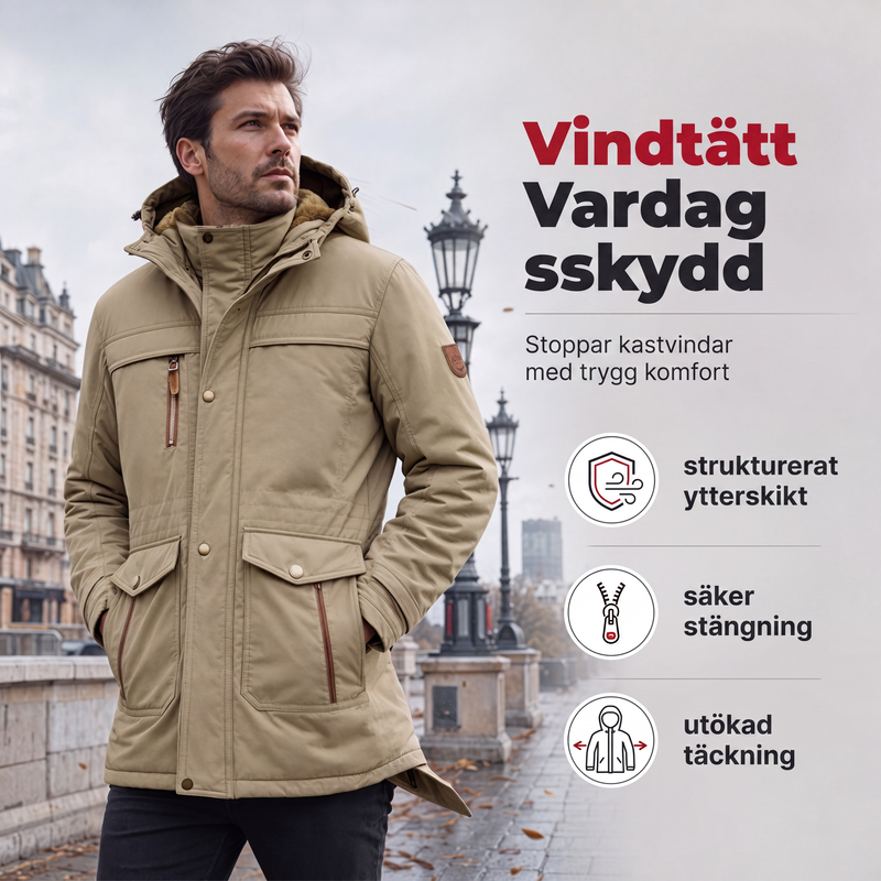 Klassisk termisk och vindskyddad jacka för män