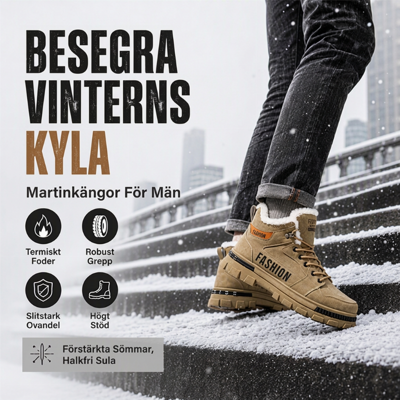 Herrstövlar med varmt foder och anti-slip-sula