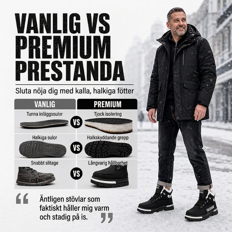 Herrstövlar med varmt foder och anti-slip-sula