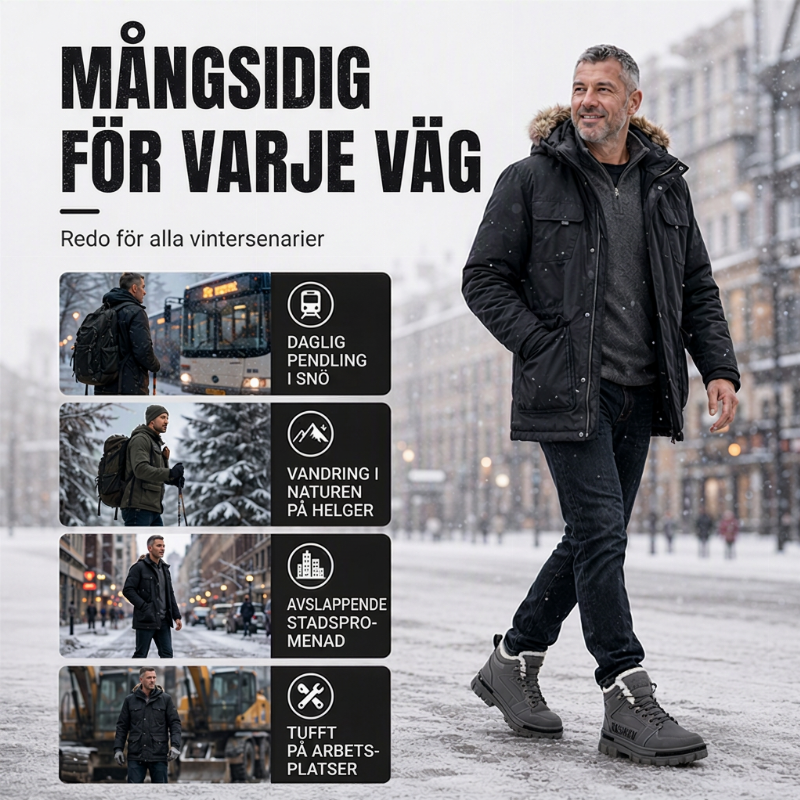 Herrstövlar med varmt foder och anti-slip-sula