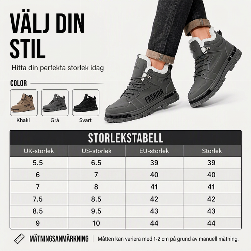 Herrstövlar med varmt foder och anti-slip-sula