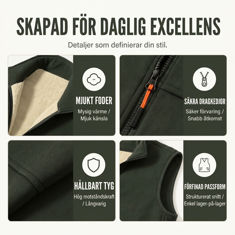 ❄️Unisex Vinterväst med Plyschfoder – Varm och Vindskyddande Västdam & Herr