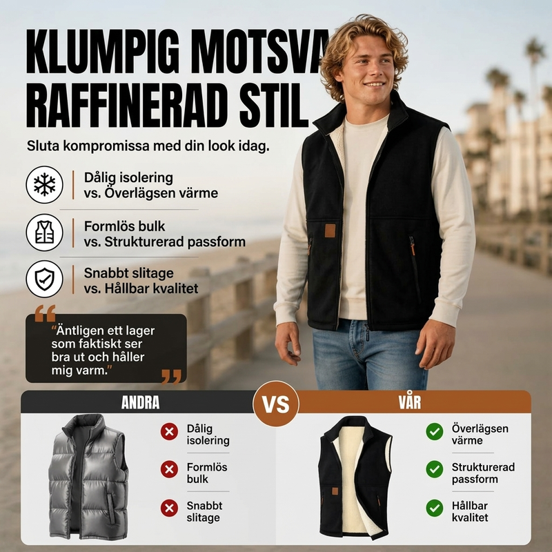 ❄️Unisex Vinterväst med Plyschfoder – Varm och Vindskyddande Västdam & Herr