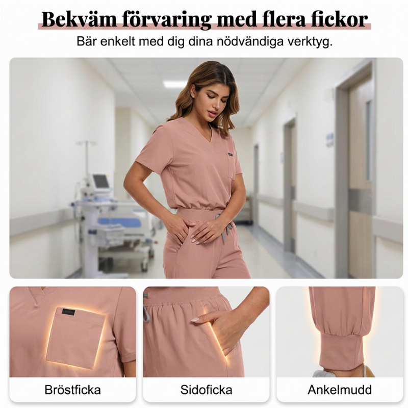 Professionellt Scrubs Set för Kvinnor – Andningsbart & Bekvämt Arbetsset för Vårdpersonal
