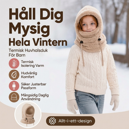 🧢Termisk Balaklava Barn – Vindtät Vinterhuva med Justerbar Stopp