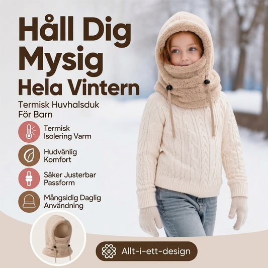 🧢Termisk Balaklava Barn – Vindtät Vinterhuva med Justerbar Stopp