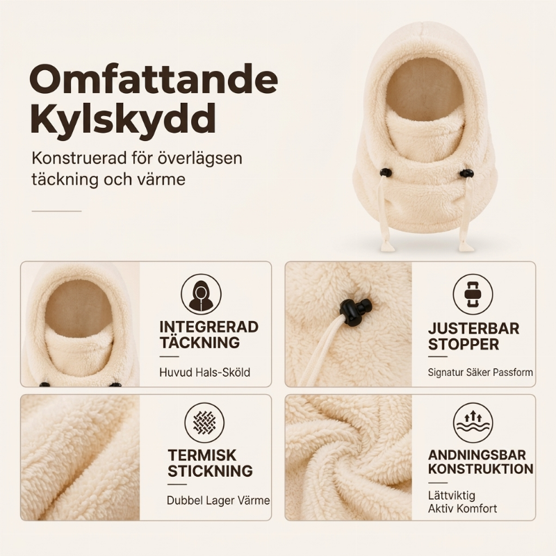 🧢Termisk Balaklava Barn – Vindtät Vinterhuva med Justerbar Stopp