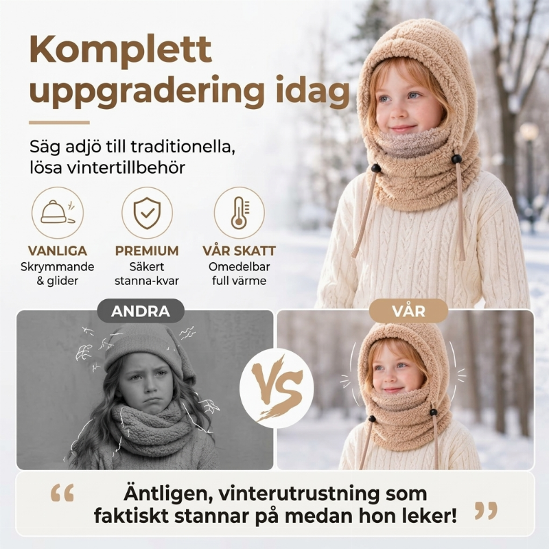 🧢Termisk Balaklava Barn – Vindtät Vinterhuva med Justerbar Stopp
