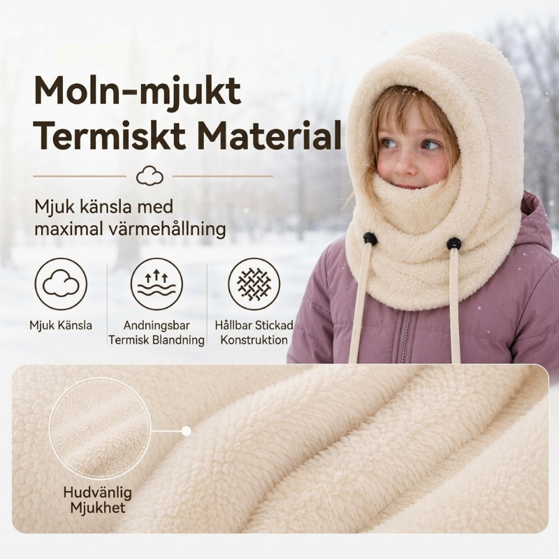 🧢Termisk Balaklava Barn – Vindtät Vinterhuva med Justerbar Stopp