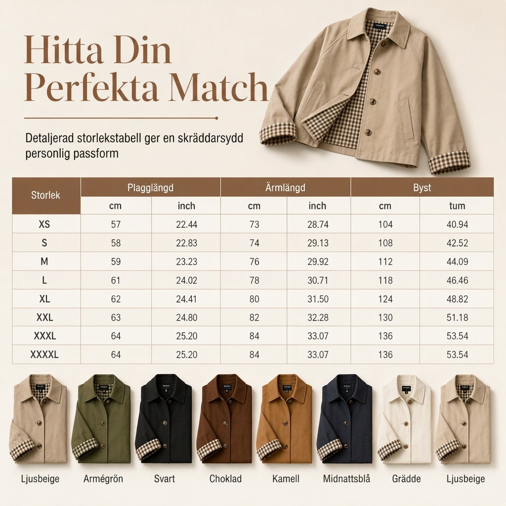 Kvinnors Brittisk Stil Kappa – Elegant Höstjacka med Rutiga Detaljer & Klassisk Passform