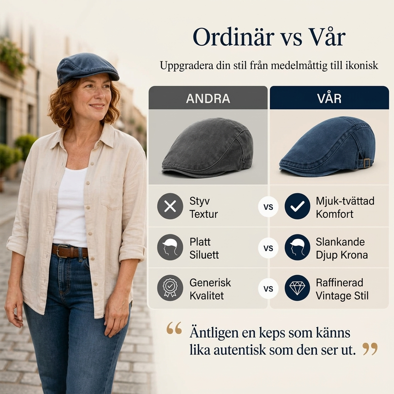 Unisex Vintage Flat Cap i Denimstil – Klassisk Baskerkeps med Retro Look & Komfortabel Passform