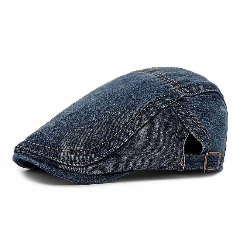 Unisex Vintage Flat Cap i Denimstil – Klassisk Baskerkeps med Retro Look & Komfortabel Passform