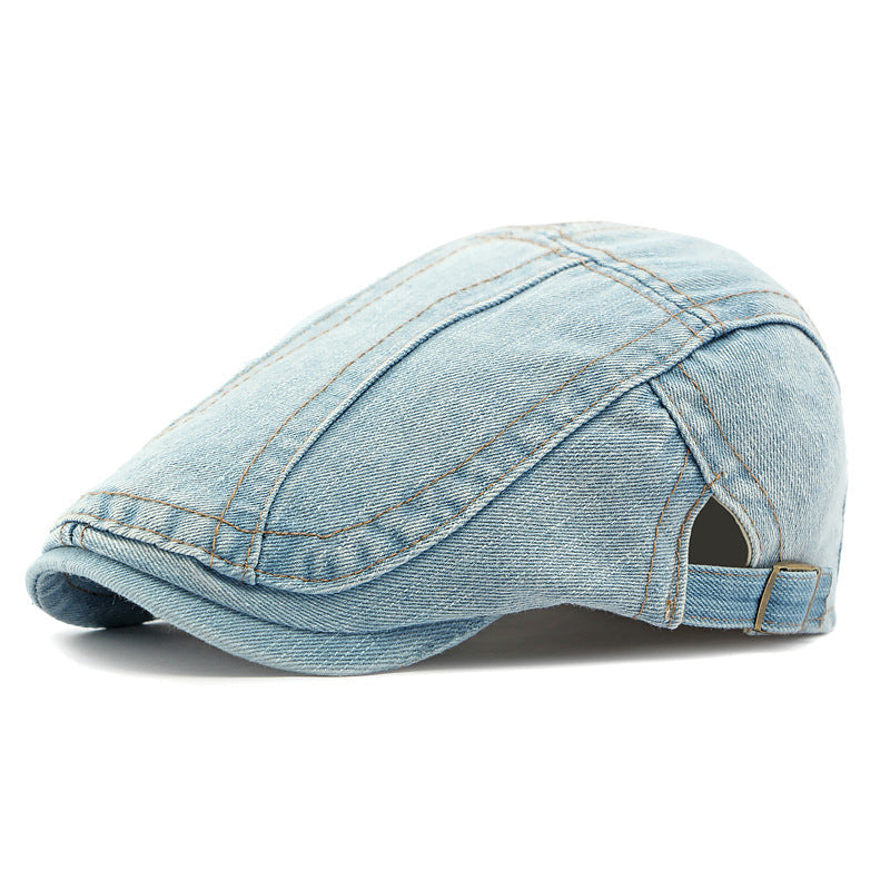 Unisex Vintage Flat Cap i Denimstil – Klassisk Baskerkeps med Retro Look & Komfortabel Passform