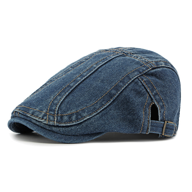 Unisex Vintage Flat Cap i Denimstil – Klassisk Baskerkeps med Retro Look & Komfortabel Passform