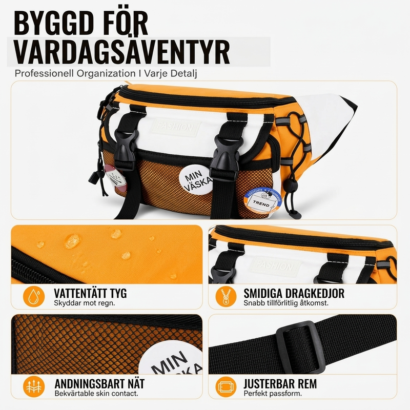 Unisex Urban Sling Bag – Vattentålig Crossbody Väska med Smarta Fickor & Modern Streetwear Stil