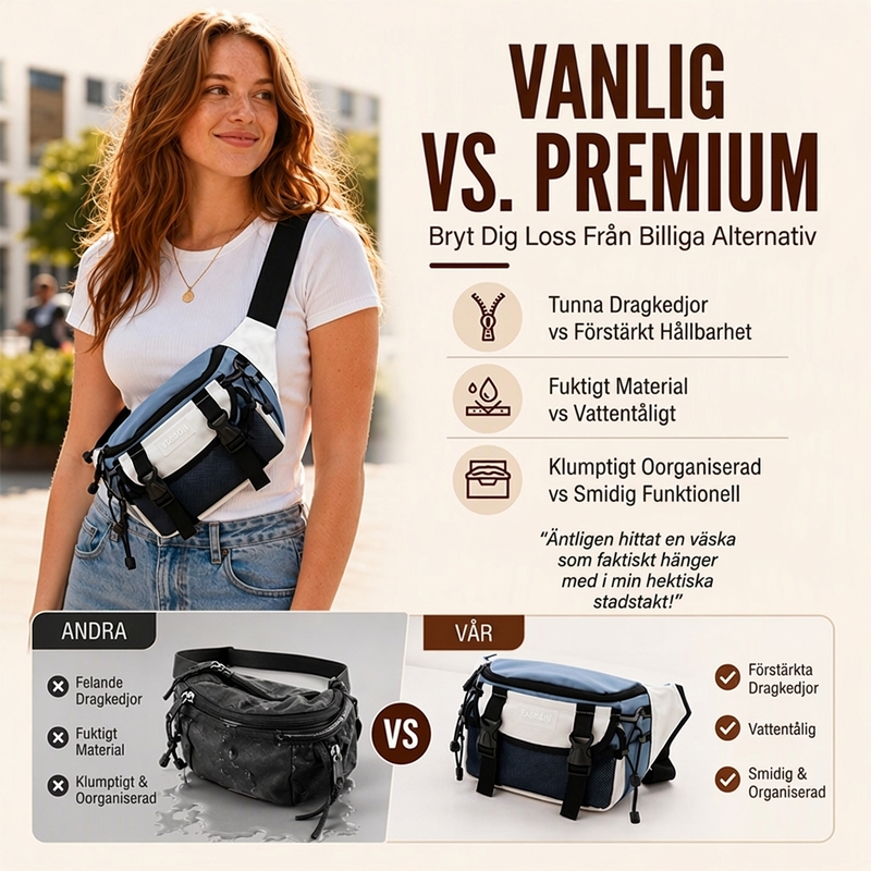 Unisex Urban Sling Bag – Vattentålig Crossbody Väska med Smarta Fickor & Modern Streetwear Stil