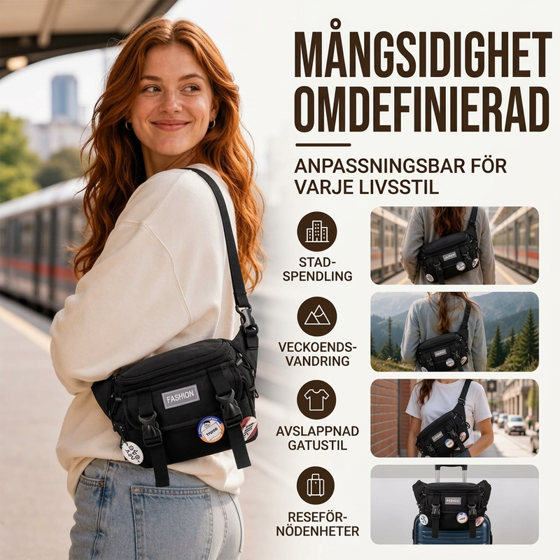 Unisex Urban Sling Bag – Vattentålig Crossbody Väska med Smarta Fickor & Modern Streetwear Stil