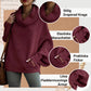 Elegant Oversize Tröja för Dam – Mjuk Batwing Stickad Topp med Draperad Krage & Fickor